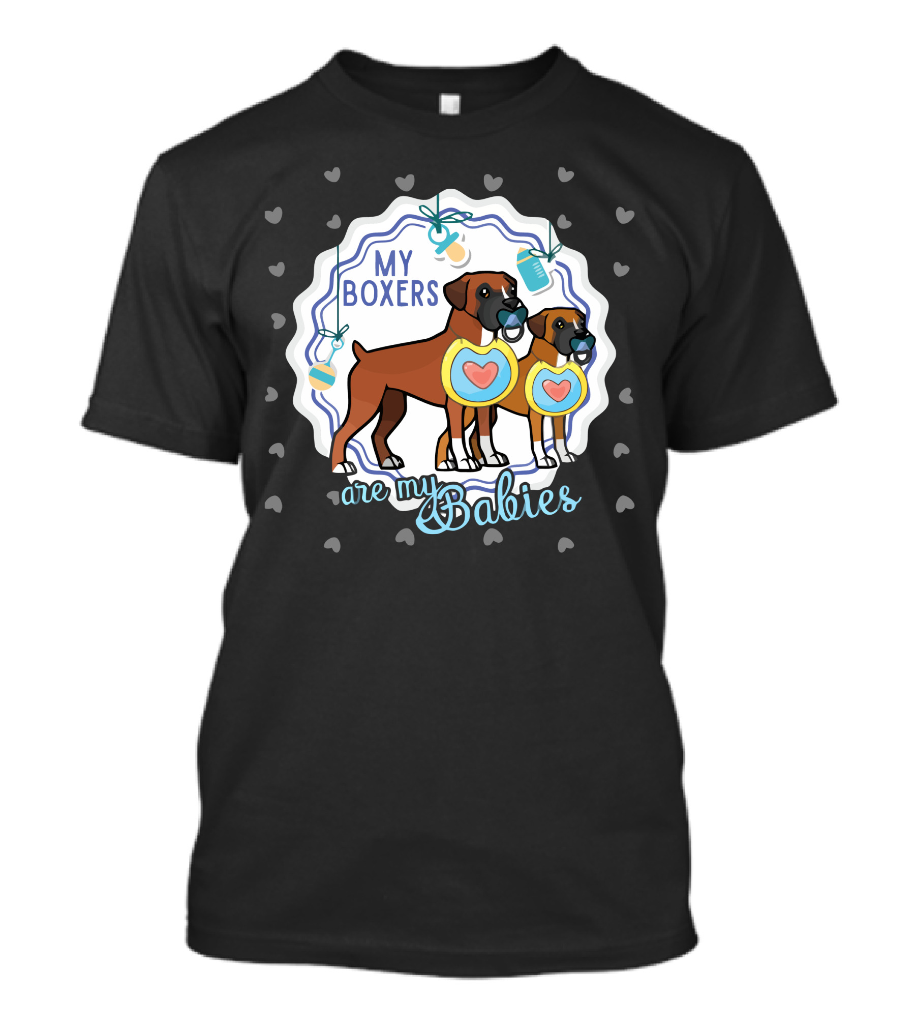 My Boxers Are My Babies With Heart And Bottle Motifs T-Shirt