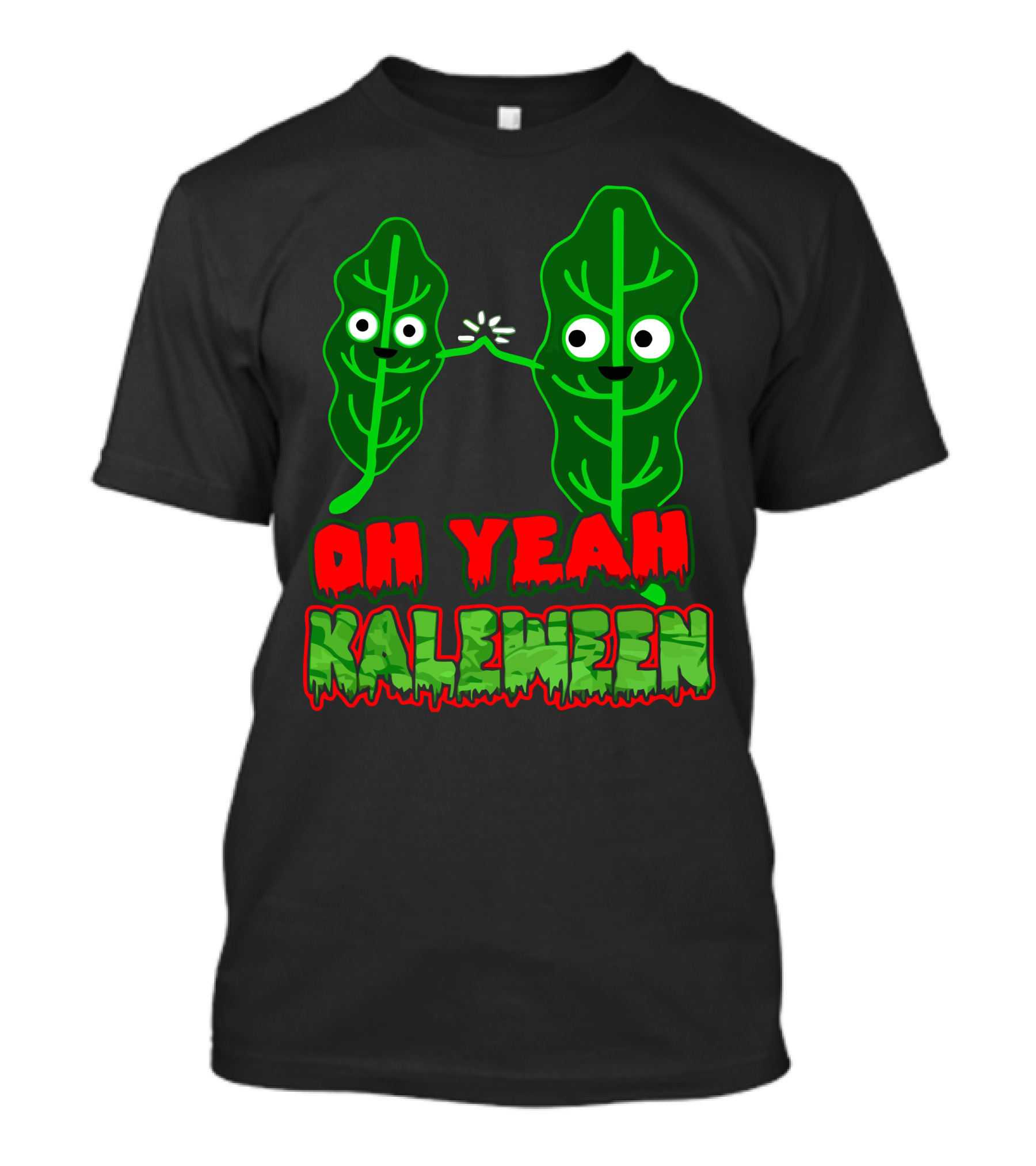 Oh Yeah Kaleween Kale Leaf High Five Spooky Text T-Shirt