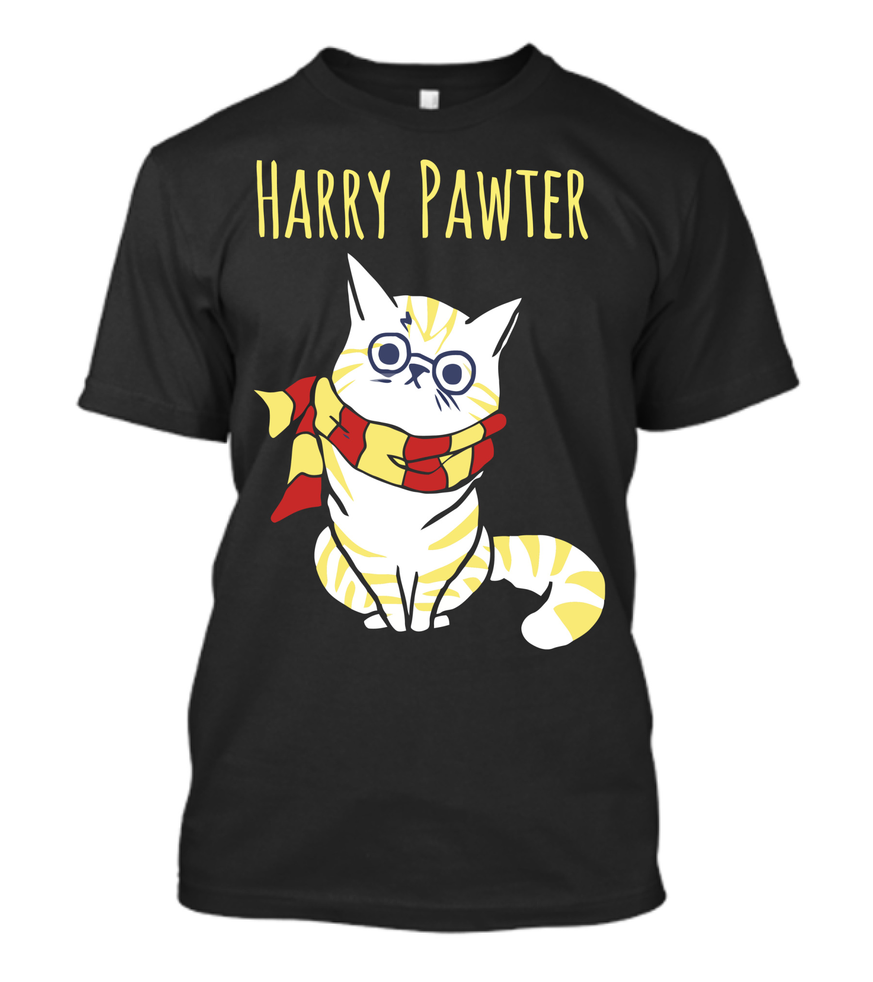 Harry Pawter Cat With Glasses And Gryffindor Scarf T-Shirt