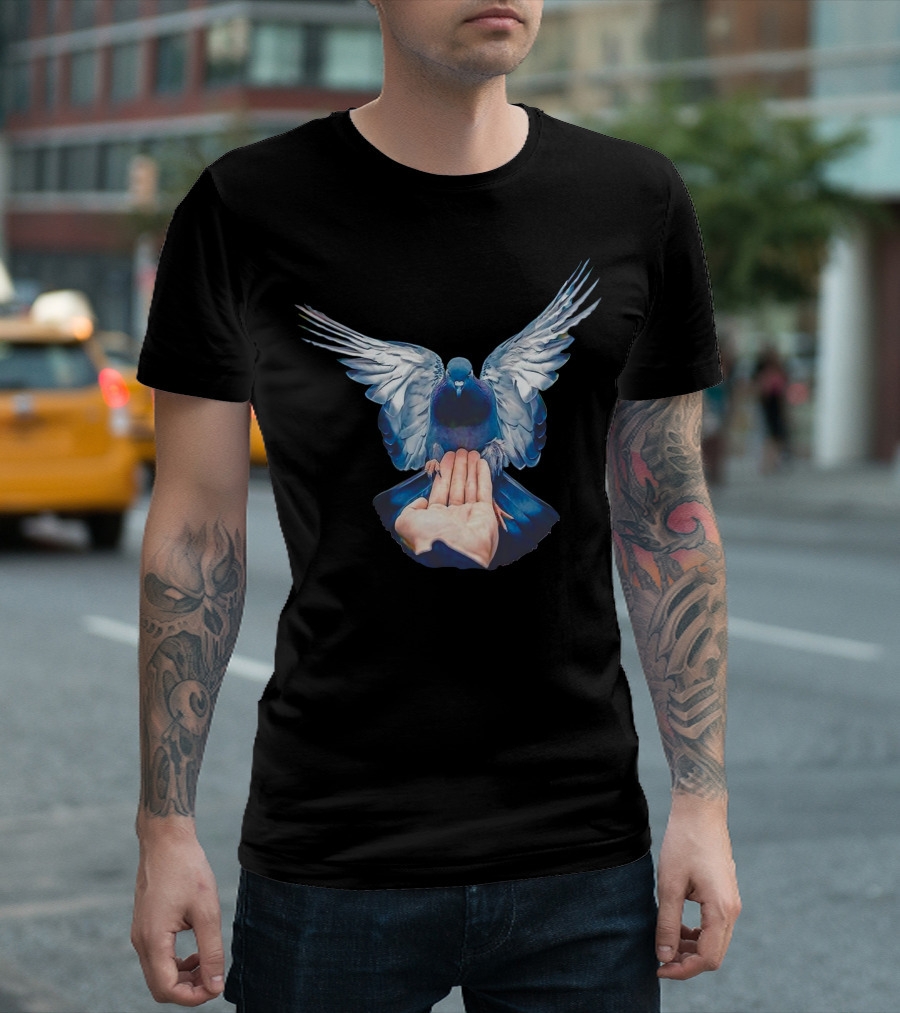 Pigeon Landing on Open Hand T-Shirt