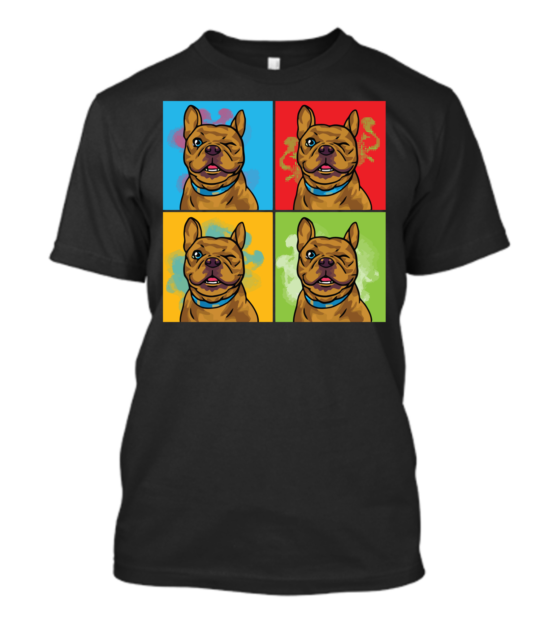 Pop Art Style Winking Dog Portraits In Colorful Squares T-Shirt