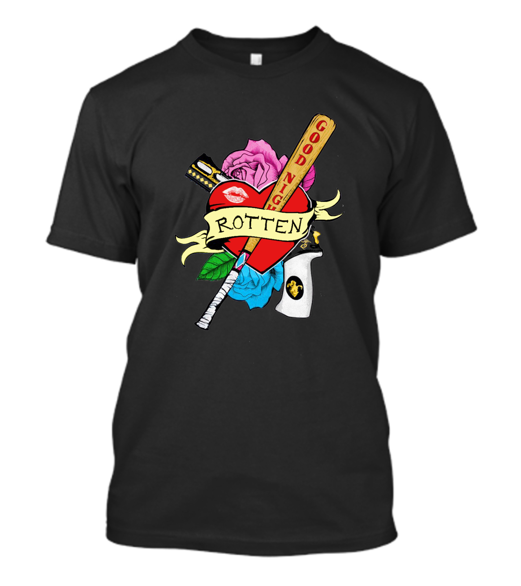 Rotten Good Night Heart With Roses And Bat T-Shirt