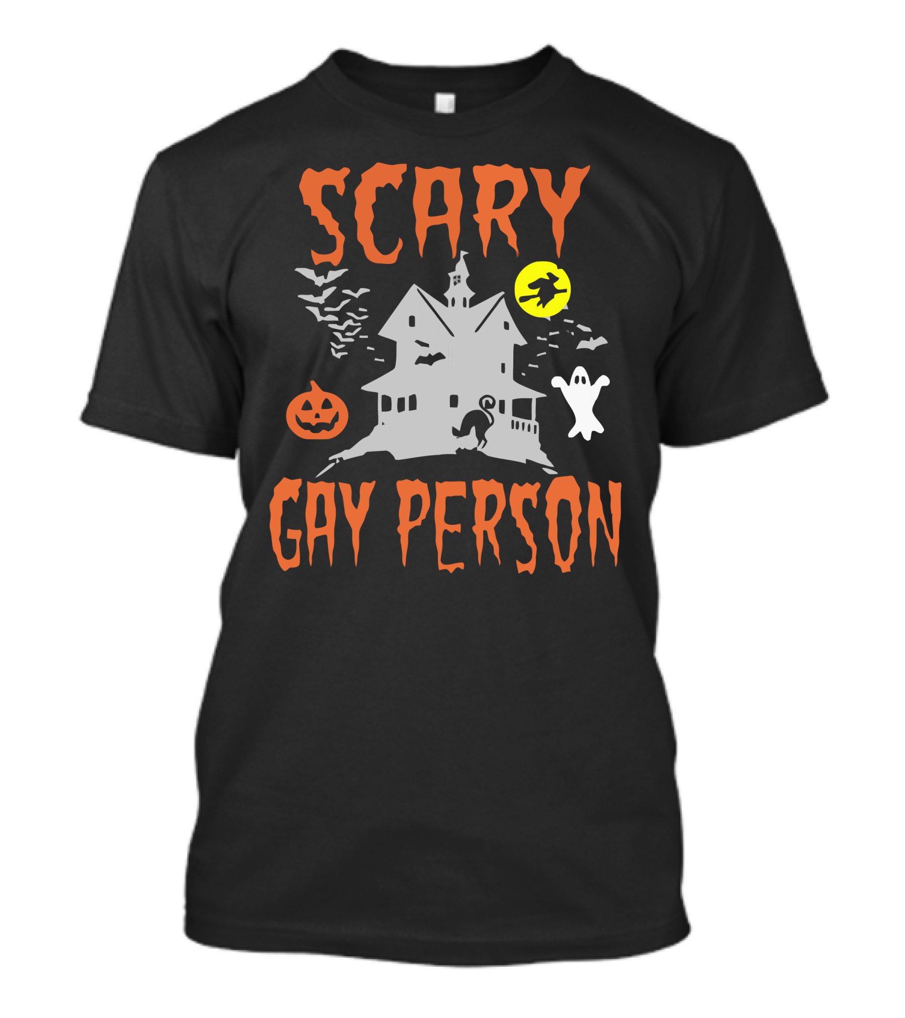 Scary Gay Person Haunted House Halloween Ghosts Pumpkins T-Shirt