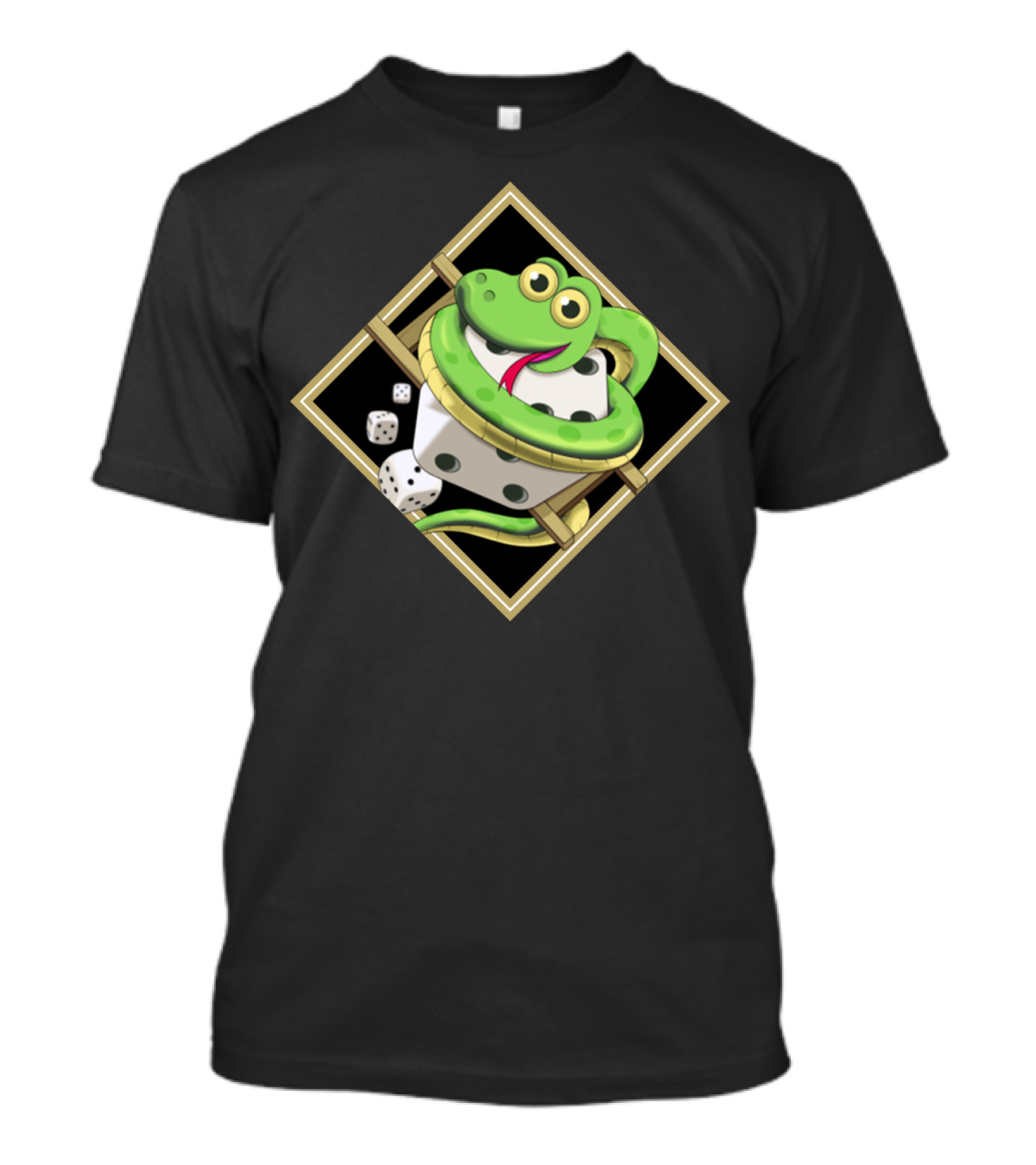 Snake Green Dice Character Retro Gaming Motif T-Shirt