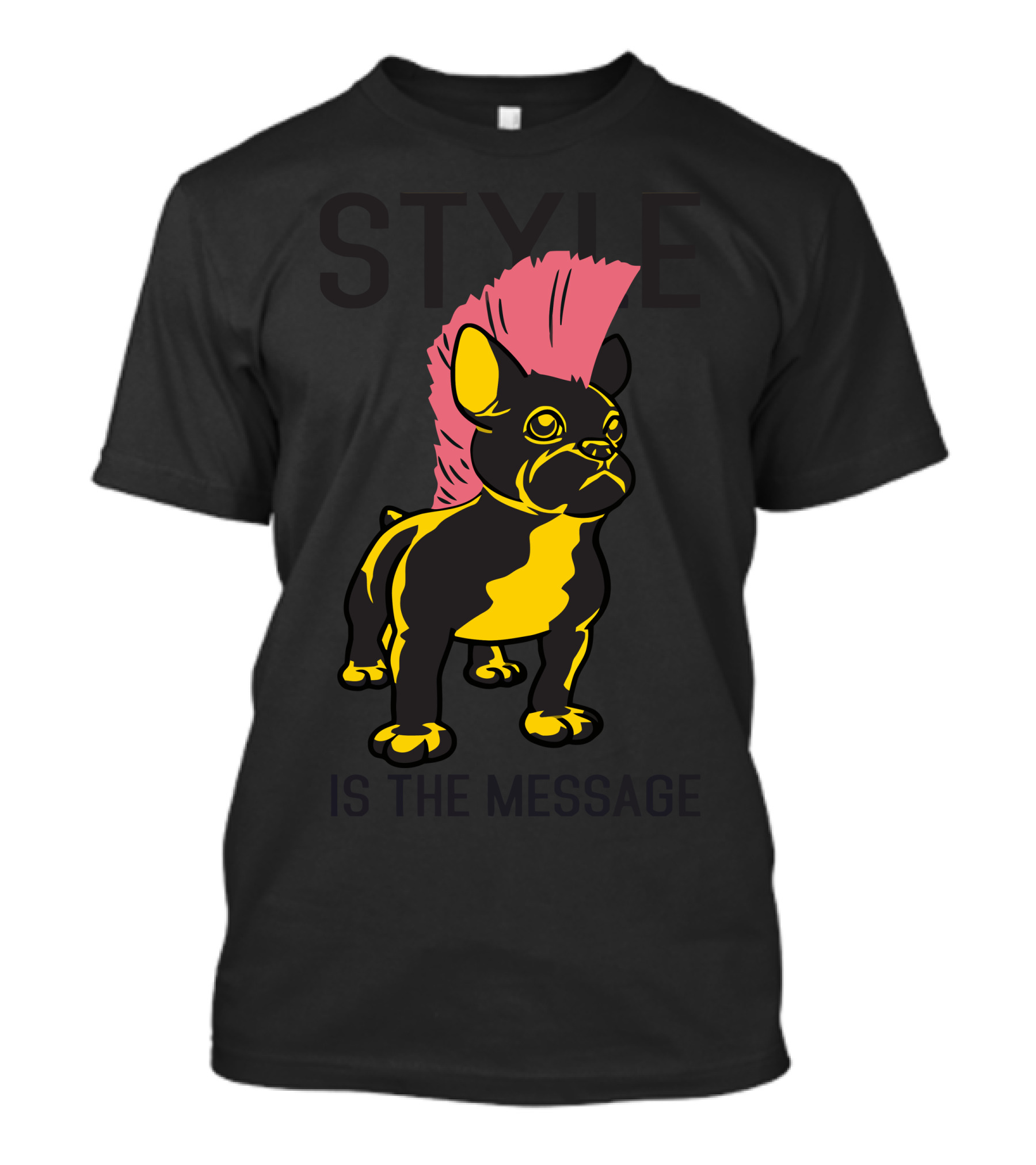 Style Is The Message Pink Mohawk Bulldog T-Shirt