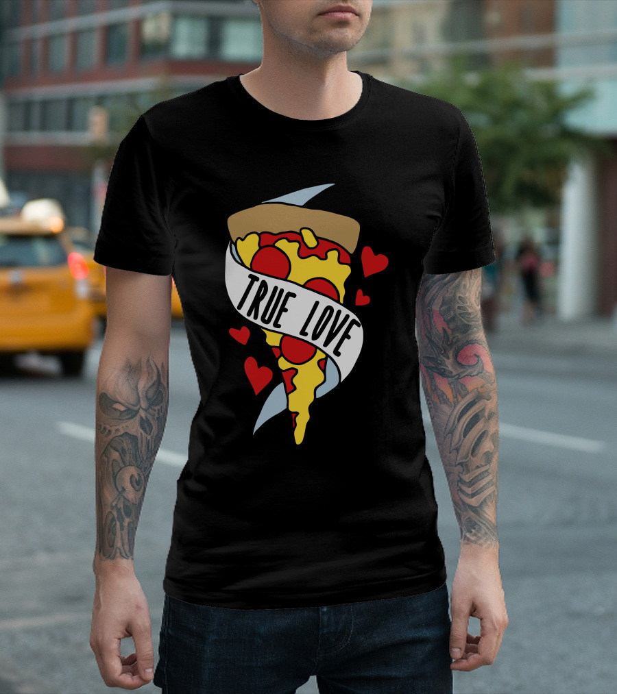 True Love Pizza Slice with Hearts T-Shirt