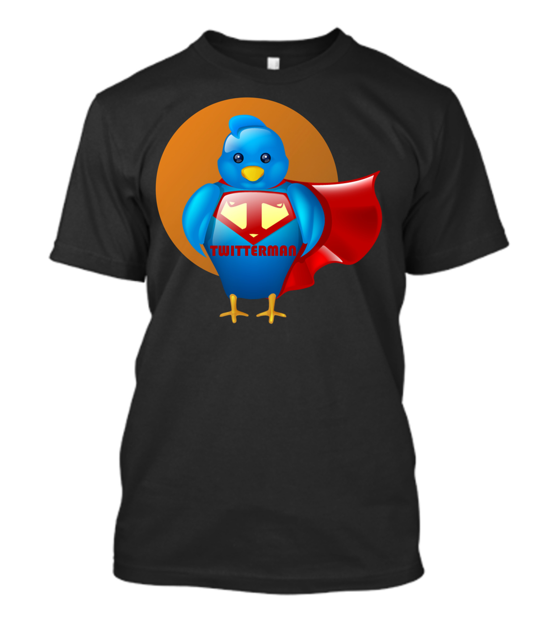 Superhero Twitterman Blue Bird With Red Cape T-Shirt