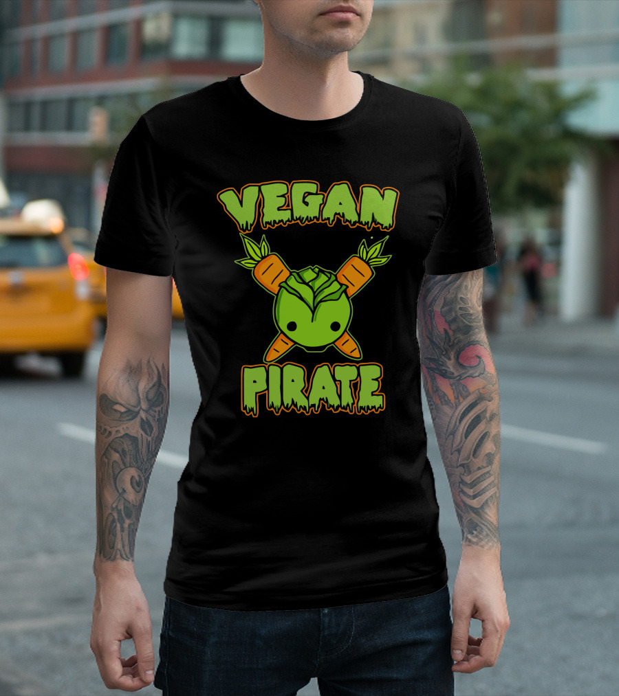 Vegan Pirate Crossbones Carrot and Cabbage T-Shirt