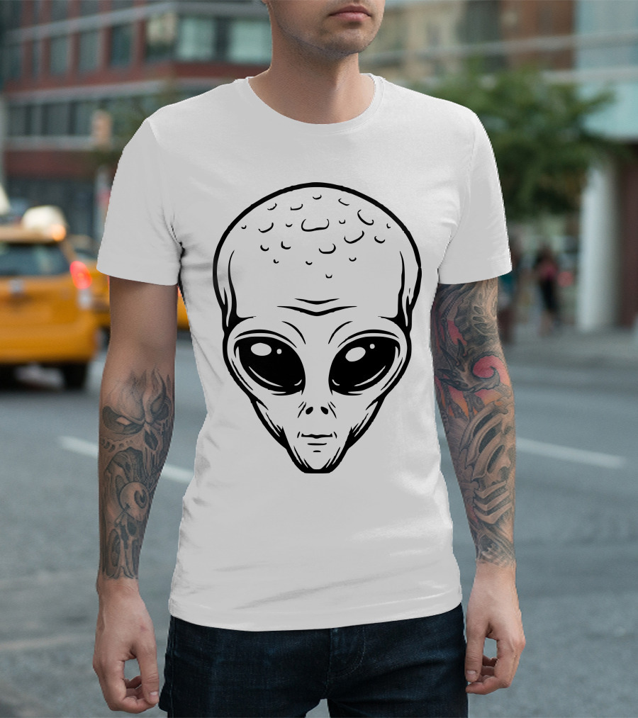 Alien Head Extraterrestrial Face With Large Eyes T-Shirt