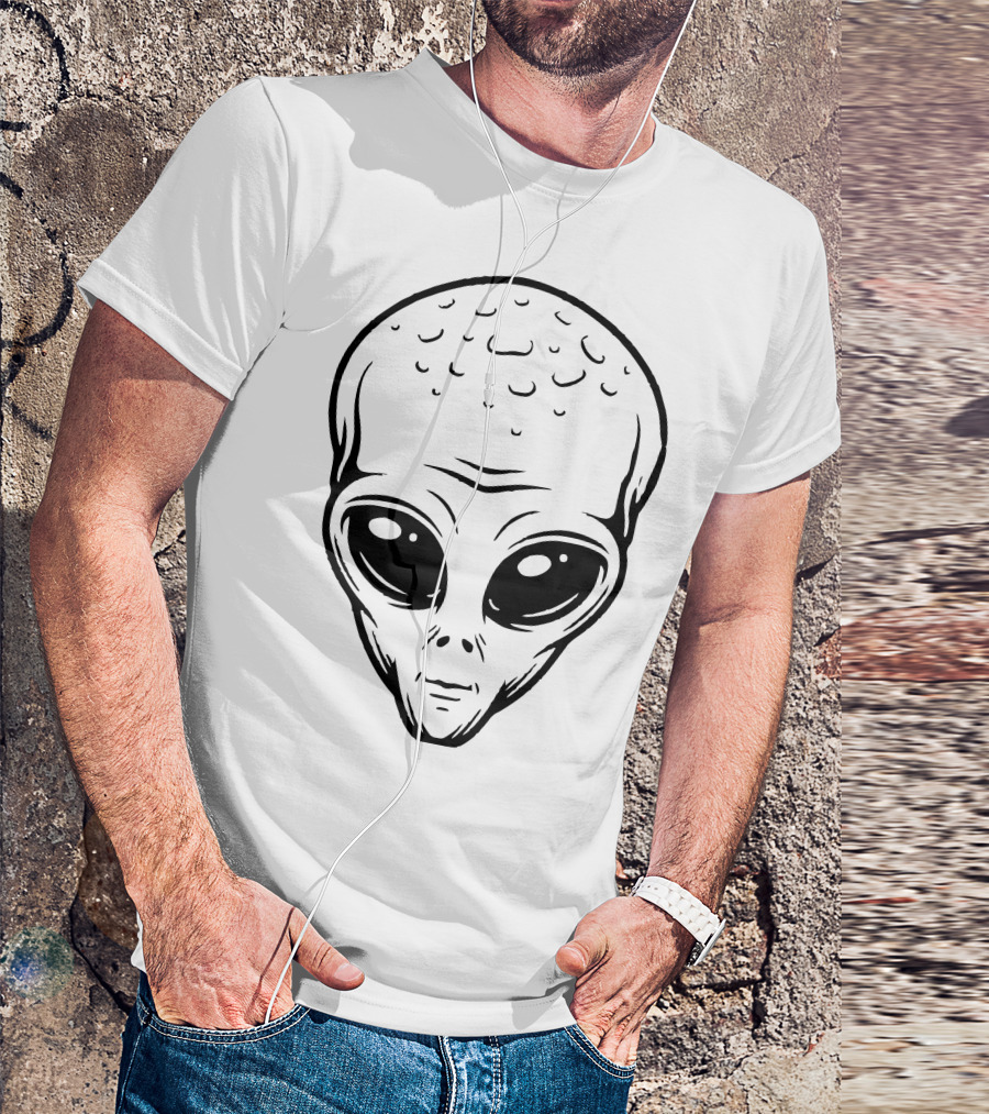 Alien Head Extraterrestrial Face With Large Eyes T-Shirt