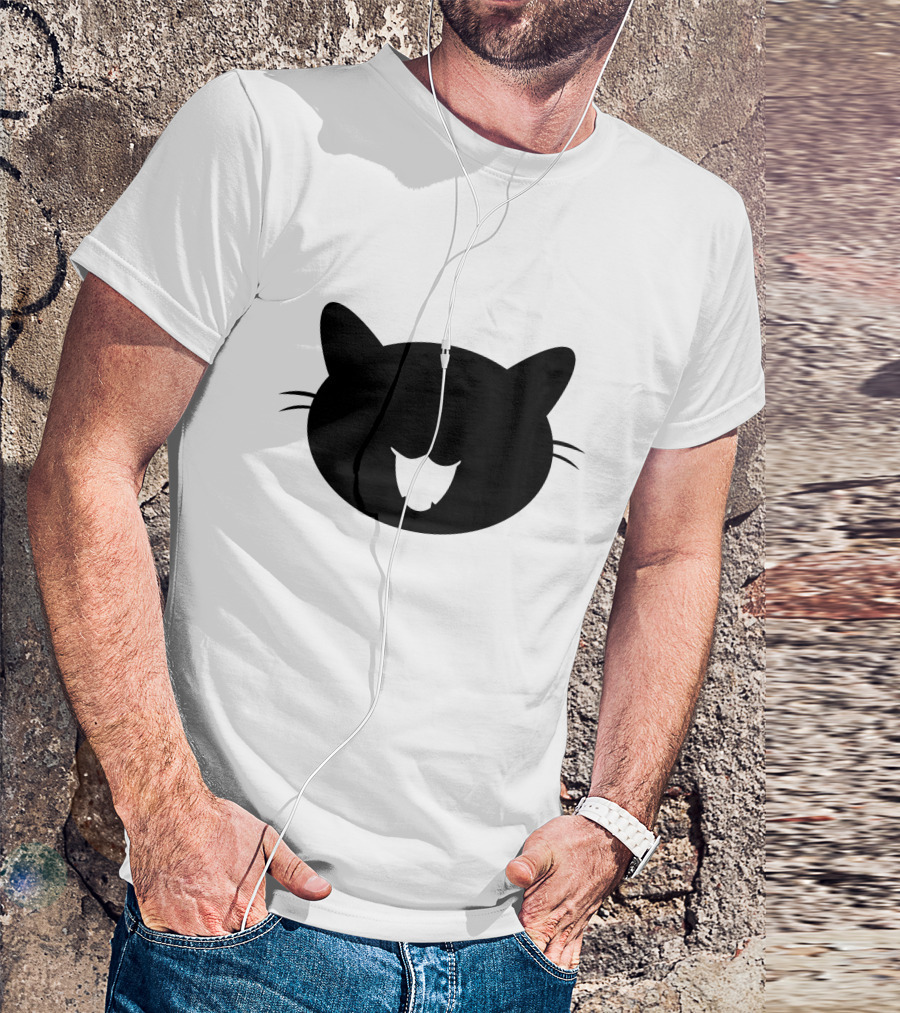 Black Cat Silhouette Animal Face T-Shirt
