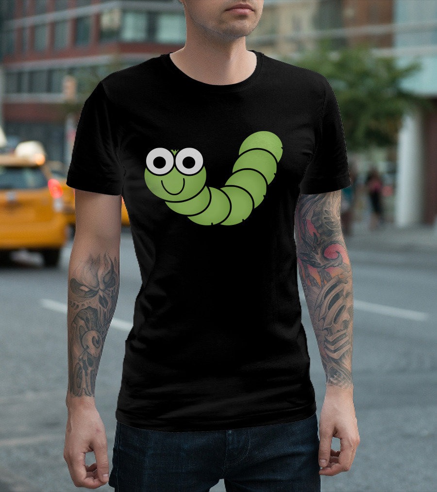 Happy Green Caterpillar Smile T-Shirt