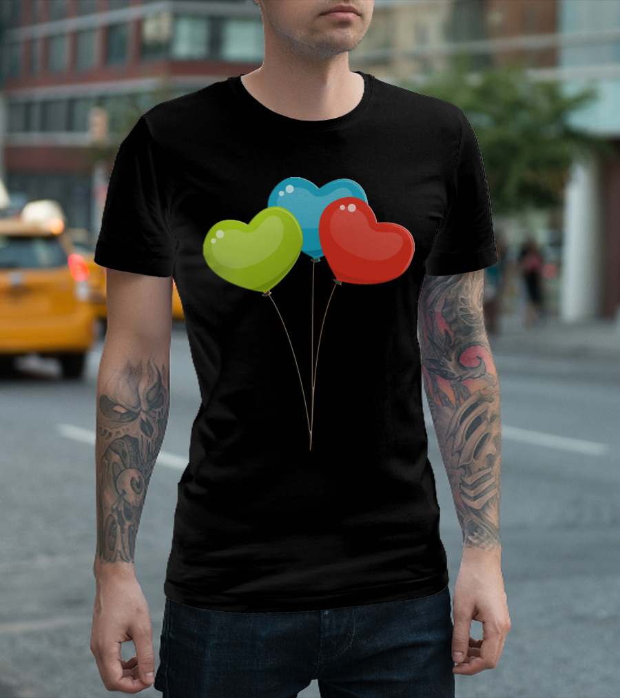 Balloon Color Full Heart-Shaped Balloons T-Shirt