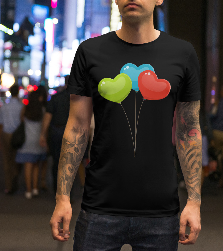 Balloon Color Full Heart-Shaped Balloons T-Shirt