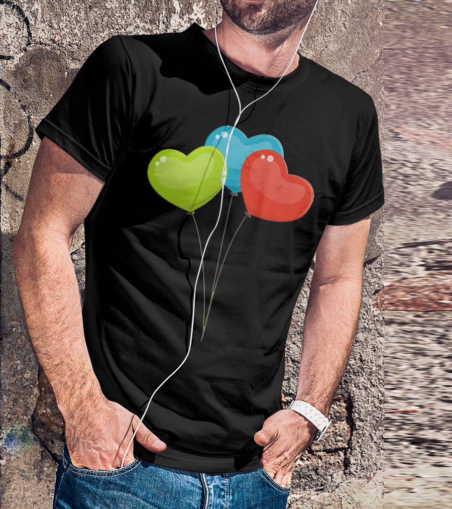 Balloon Color Full Heart-Shaped Balloons T-Shirt