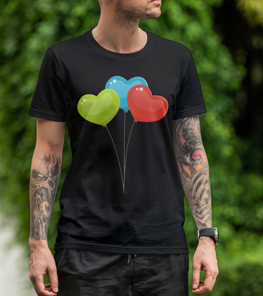 Balloon Color Full Heart-Shaped Balloons T-Shirt