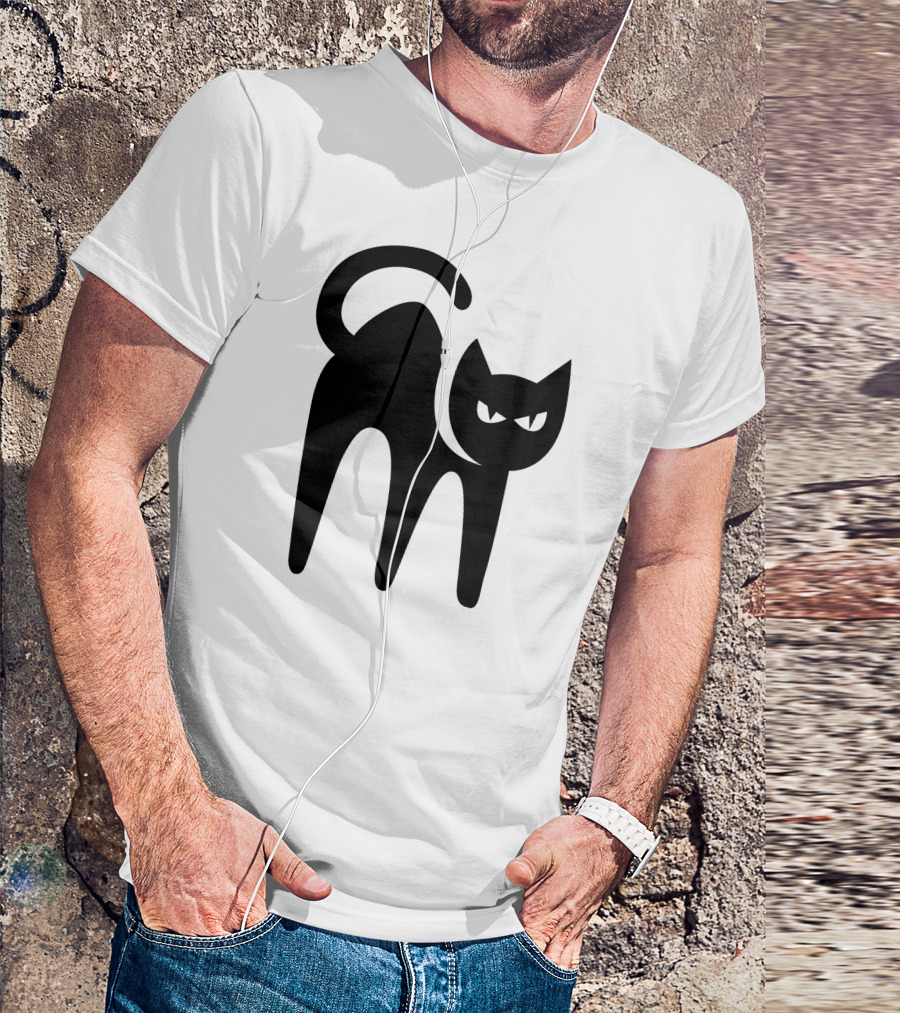 Cat Shadow Silhouette With Pointed Ears And Curved Tail T-Shirt