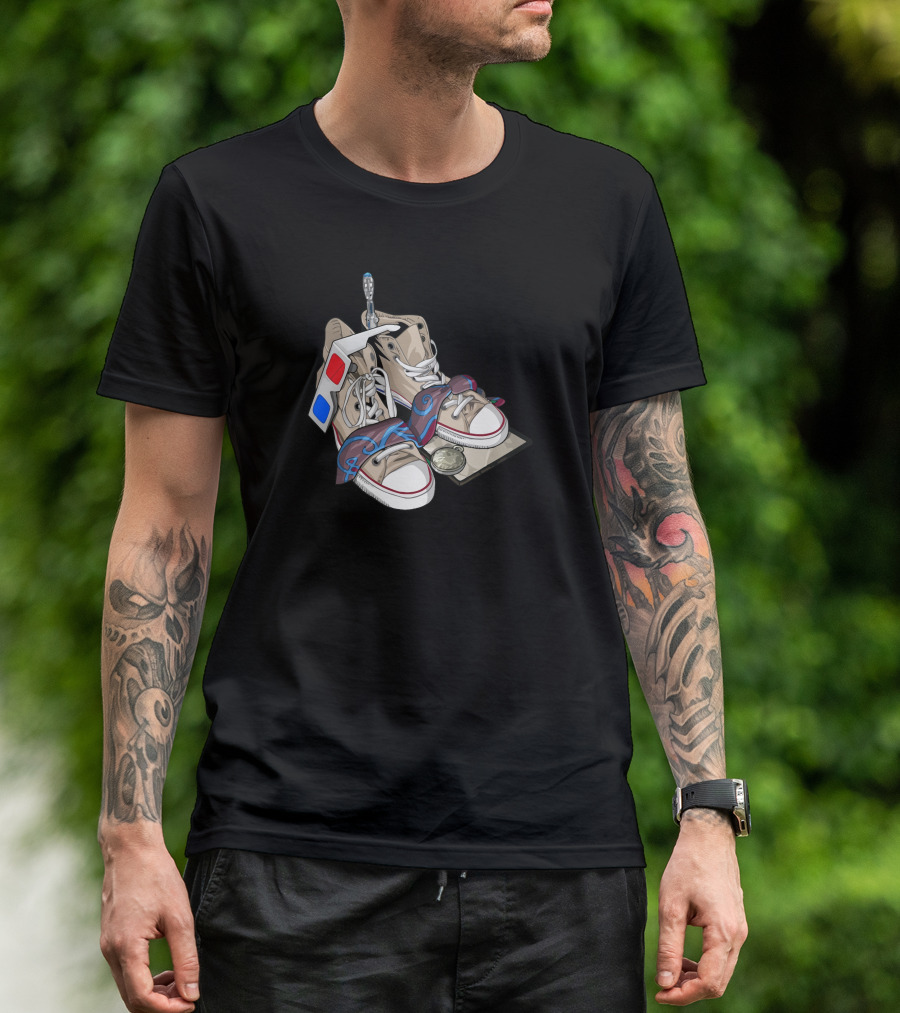 Decem Stuff Retro Sneakers 3D Glasses And Cassette Tape T-Shirt
