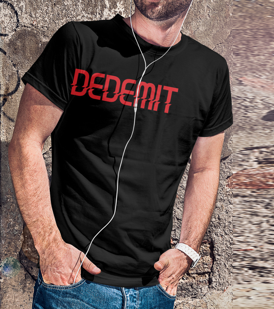 DEDEMIT Red Distorted Lettering T-Shirt
