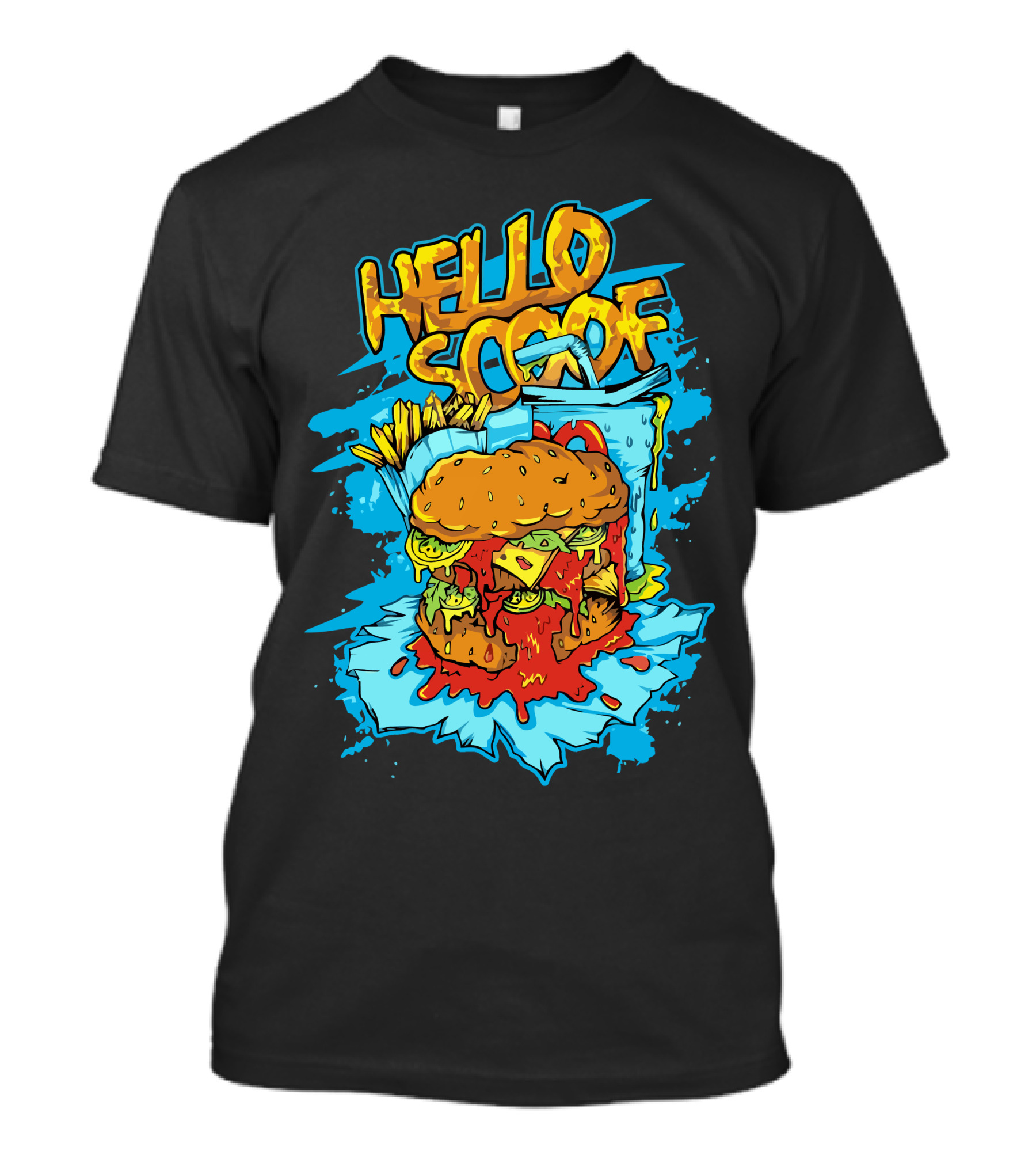 HELLO GOOD 흘러내리는 치즈버거와 패스트푸드 컨셉 T-Shirt