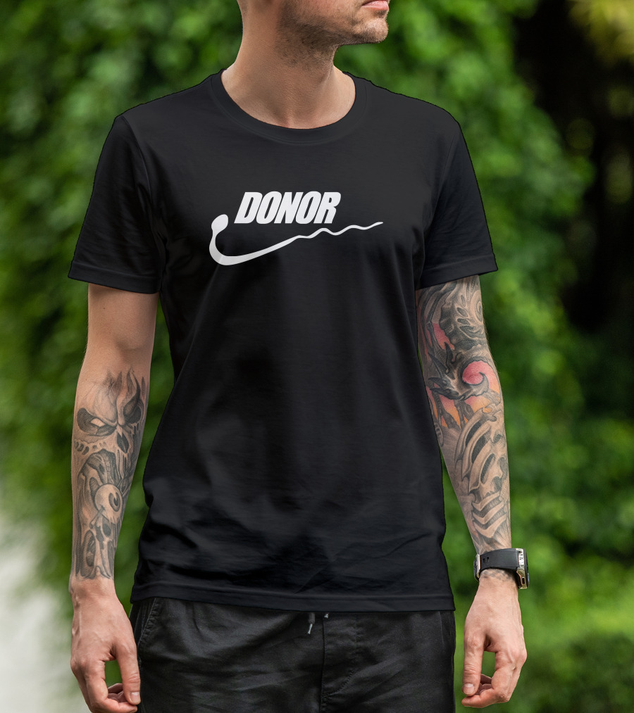 DONOR Swoosh Parody With Sperm T-Shirt
