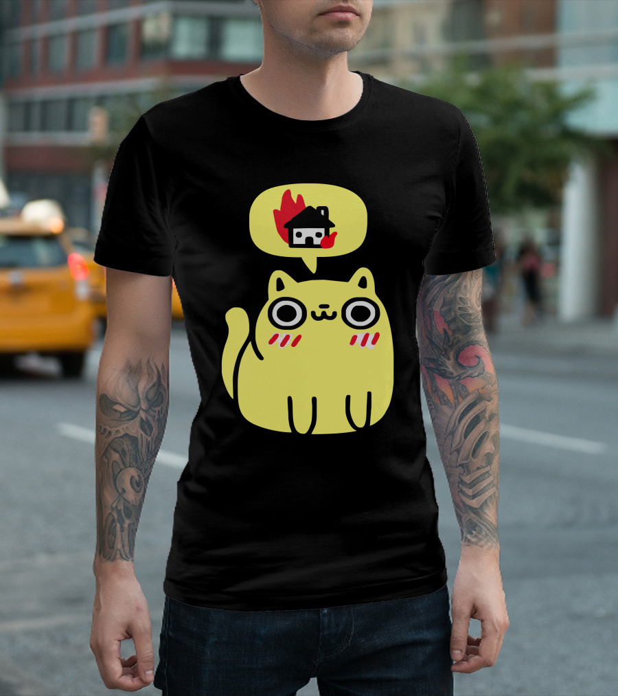 Cat With Firehouse Thought Bubble Dreaming Of Destruction T-Shirt