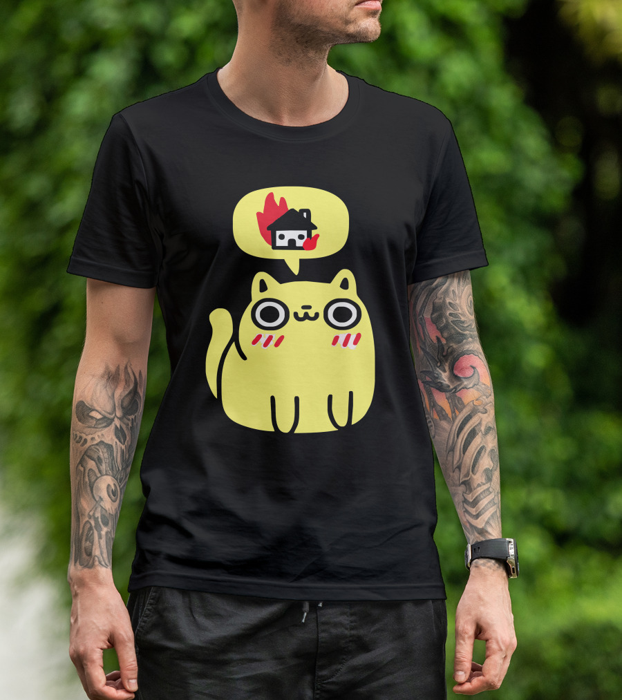 Cat With Firehouse Thought Bubble Dreaming Of Destruction T-Shirt