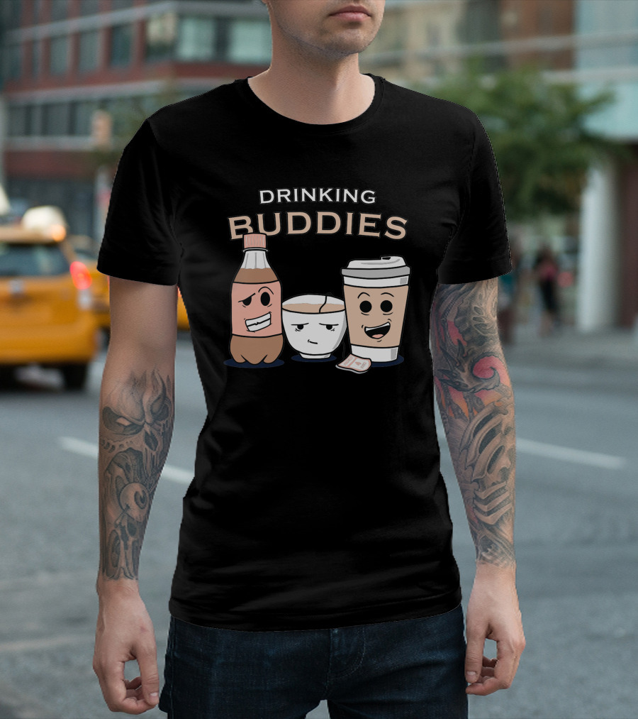 Drinking Buddies Soda Coffee Tea Characters T-Shirt