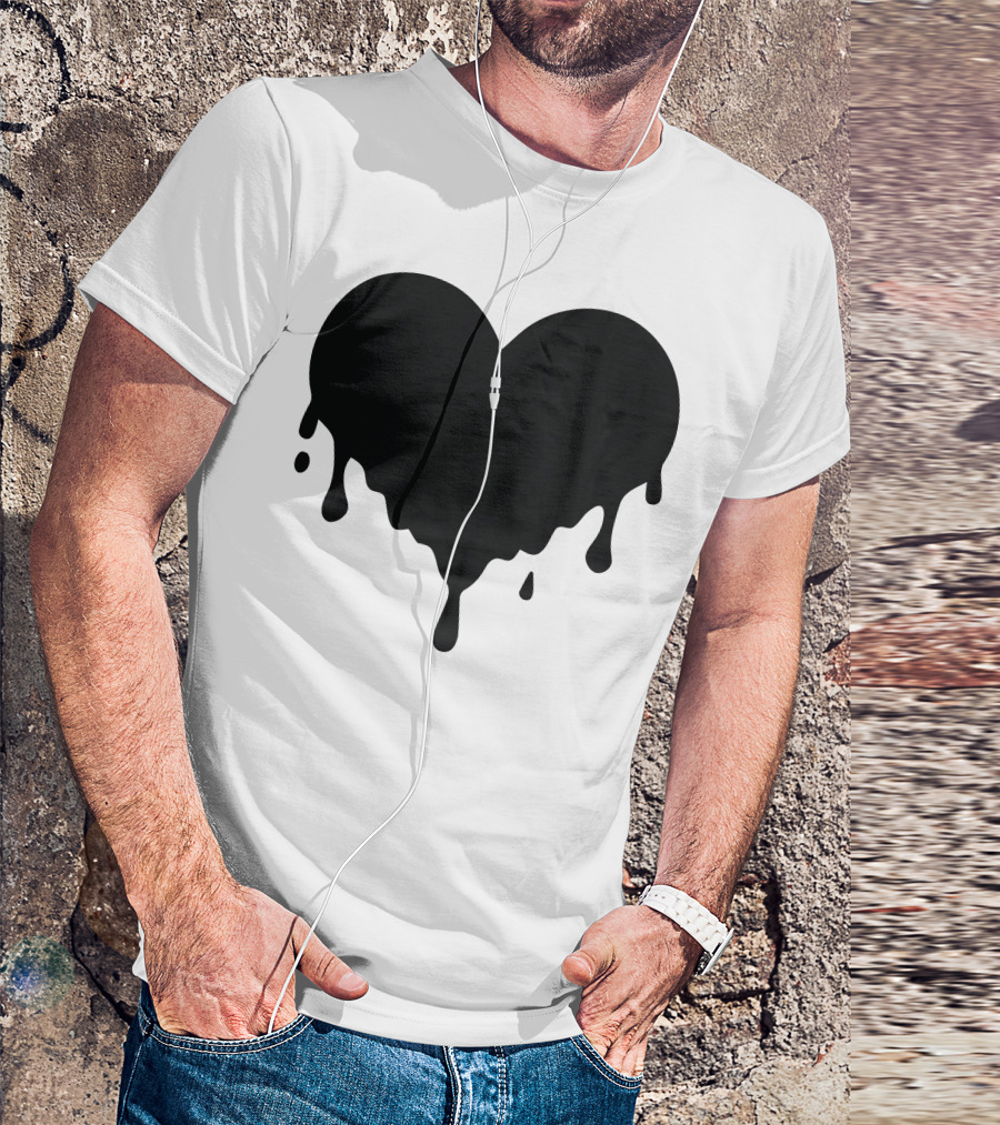Dripping Heart Melting Heart Black T-Shirt