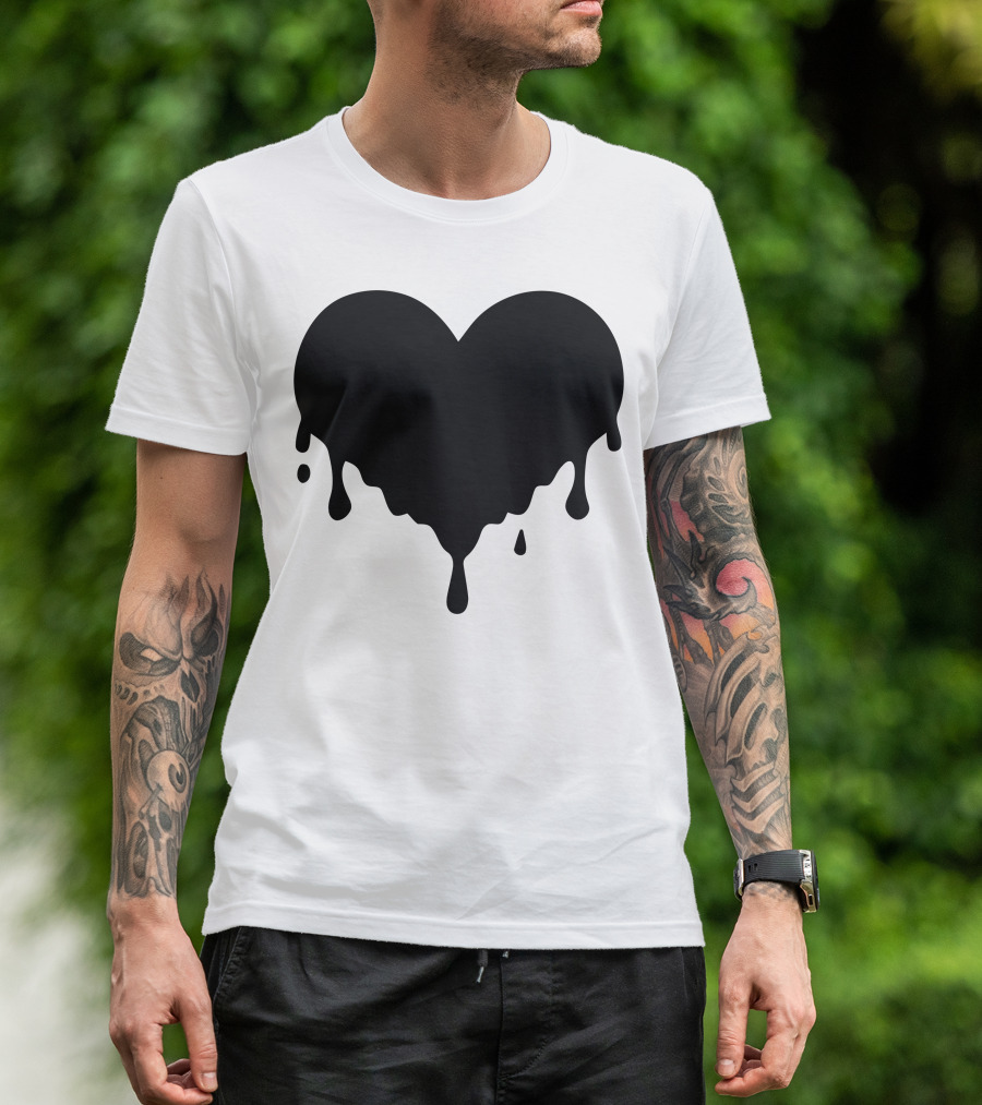 Dripping Heart Melting Heart Black T-Shirt