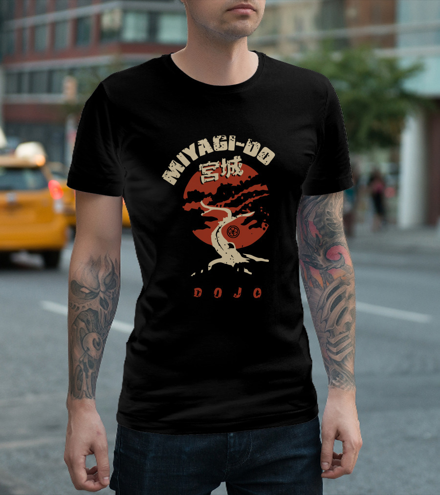 Miyagi-Do Dojo Japanese Bonsai Tree and Red Sun T-Shirt
