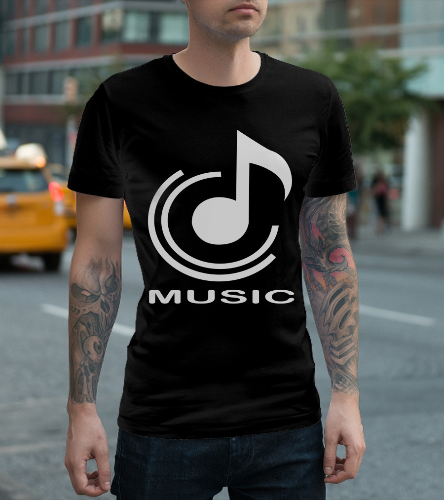 Music Note Symbol with Circular Design Elements T-Shirt