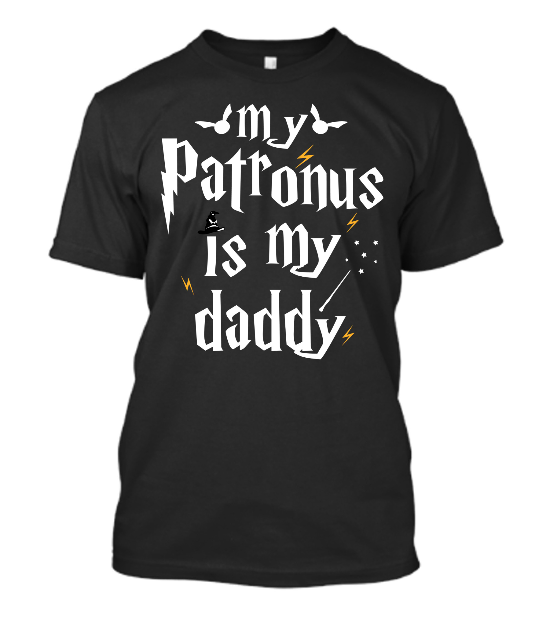 My Patronus Is My Daddy With Wizard Hat And Lightning Bolt Symbols T-Shirt