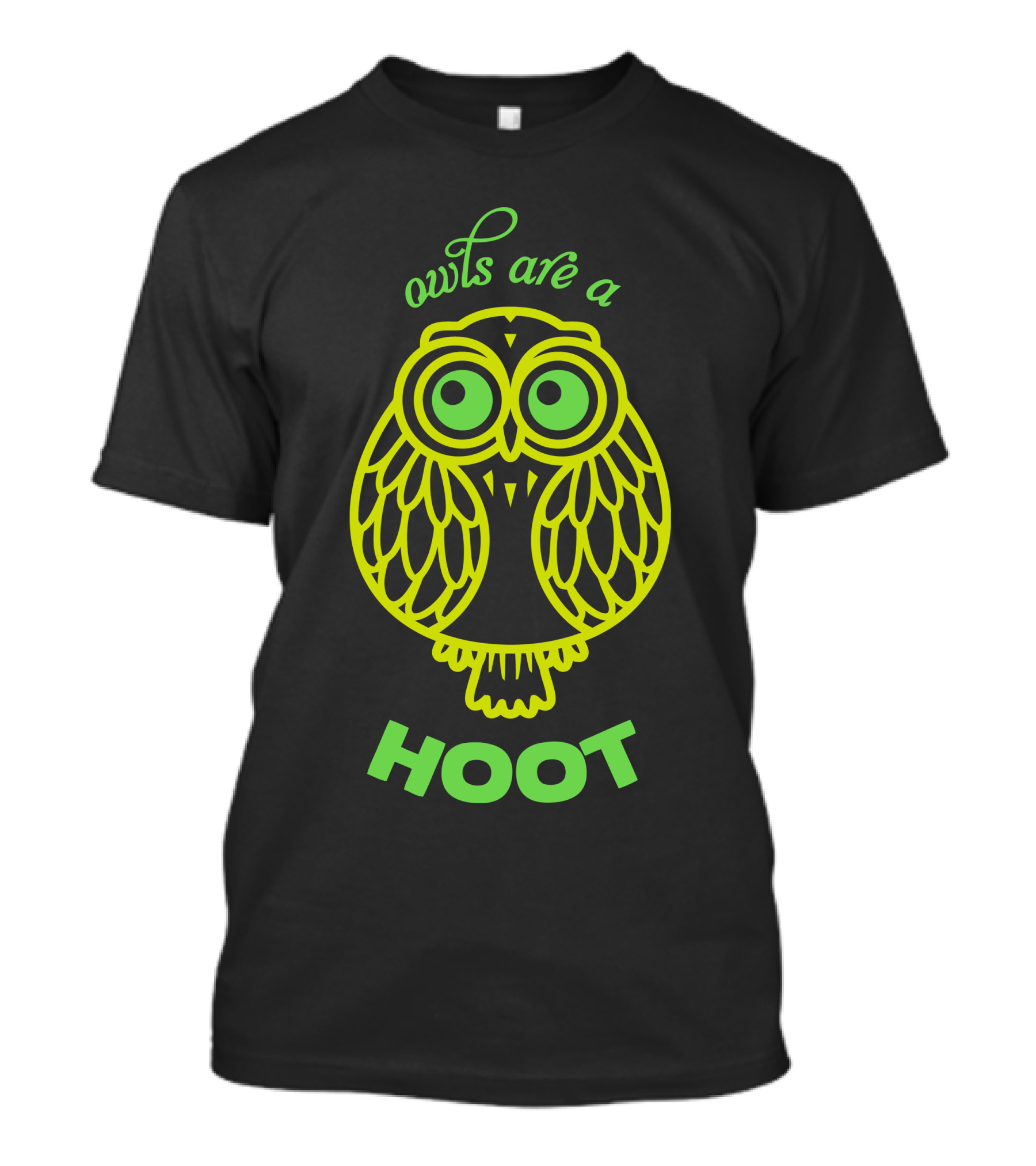 Owls Are A Hoot Neon Green Fun Owl T-Shirt