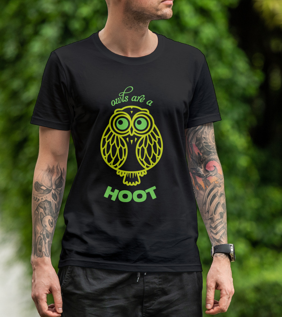 Owls Are A Hoot Neon Green Fun Owl T-Shirt
