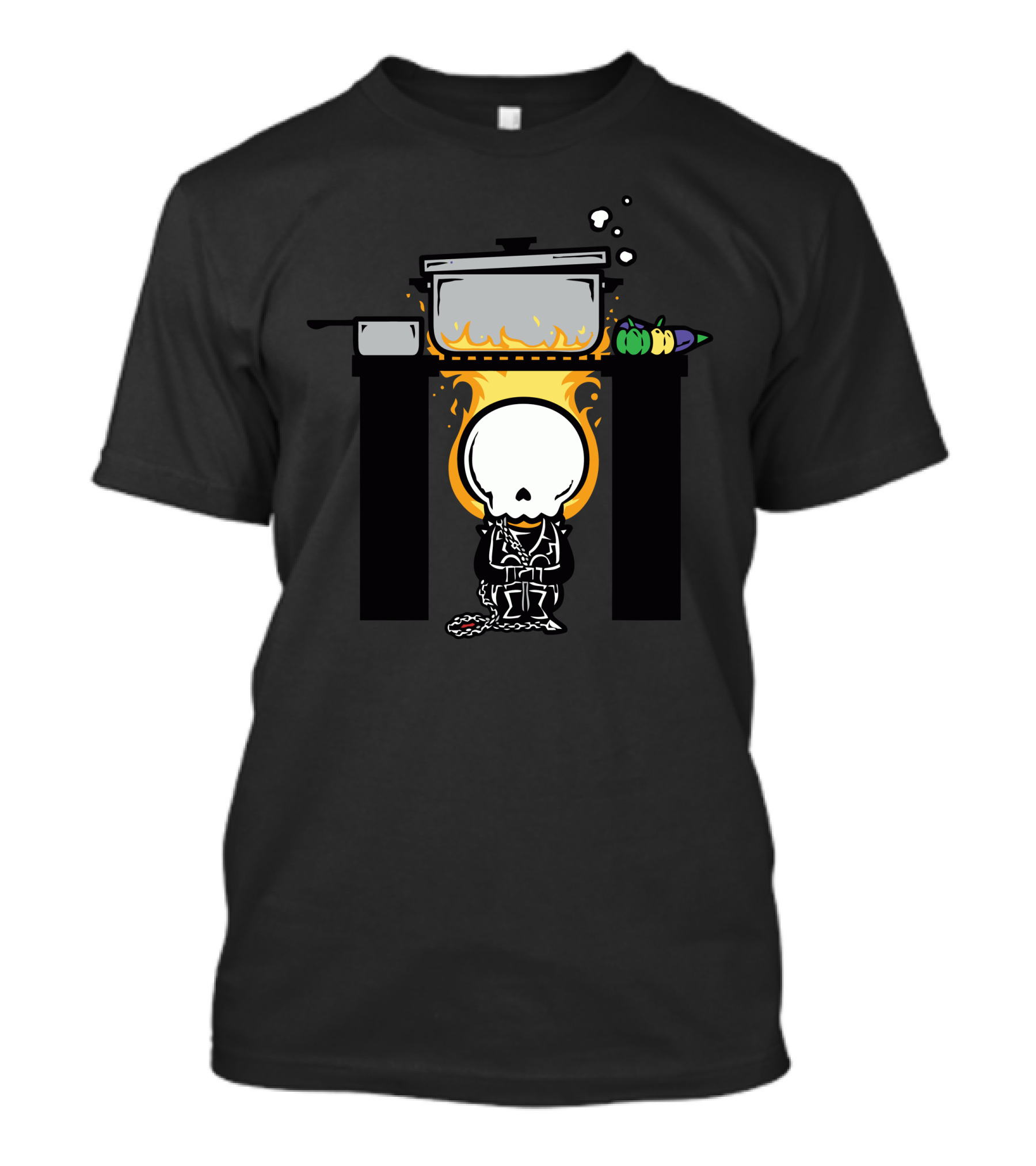 Part Time Job Kitchen Flame Skull Cooking T-Shirt