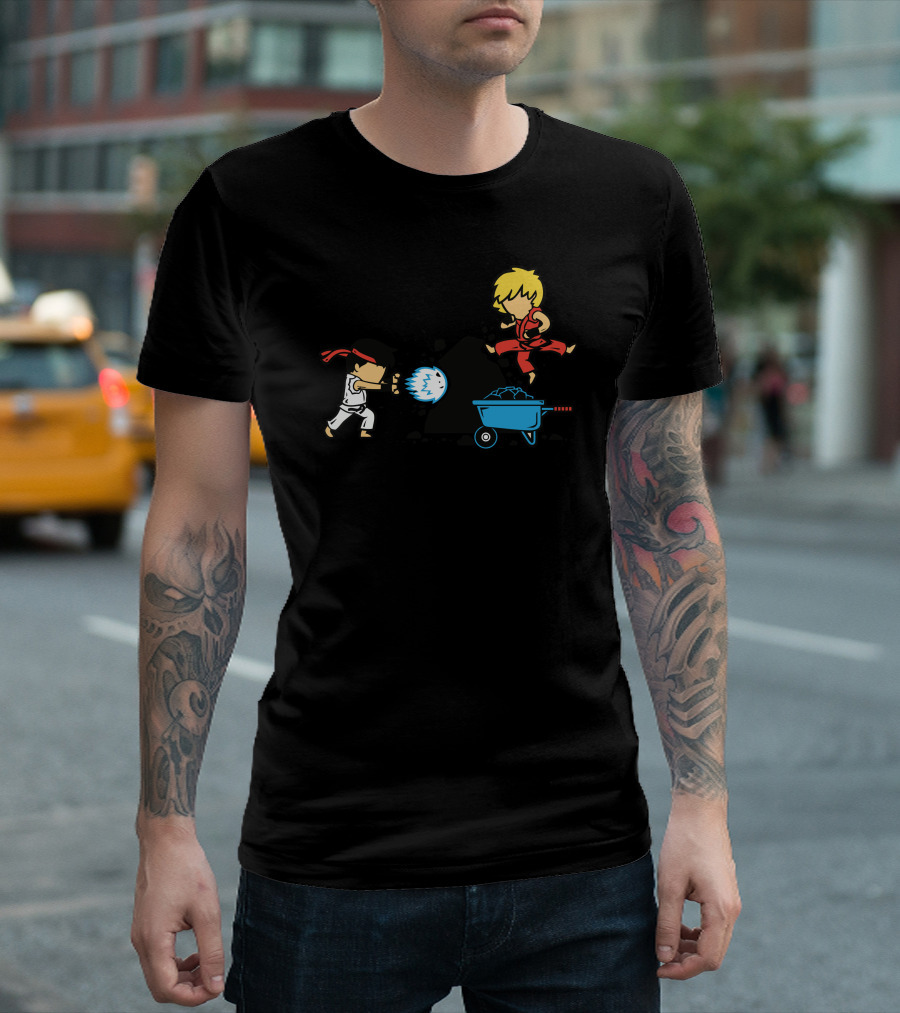 Part Time Job Rock Construction Hadouken Karate Fighters Wheelbarrow T-Shirt