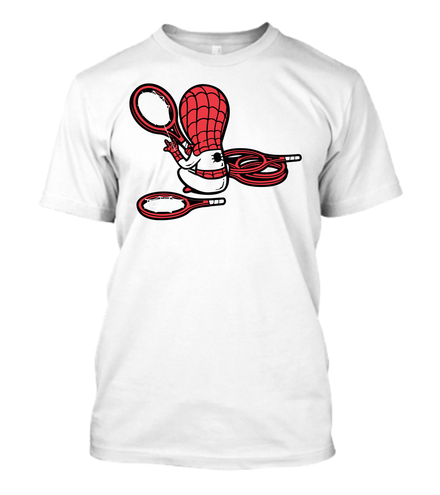 Part Time Job Sport Shop Superhero Web Slinger Tennis Racket T-Shirt