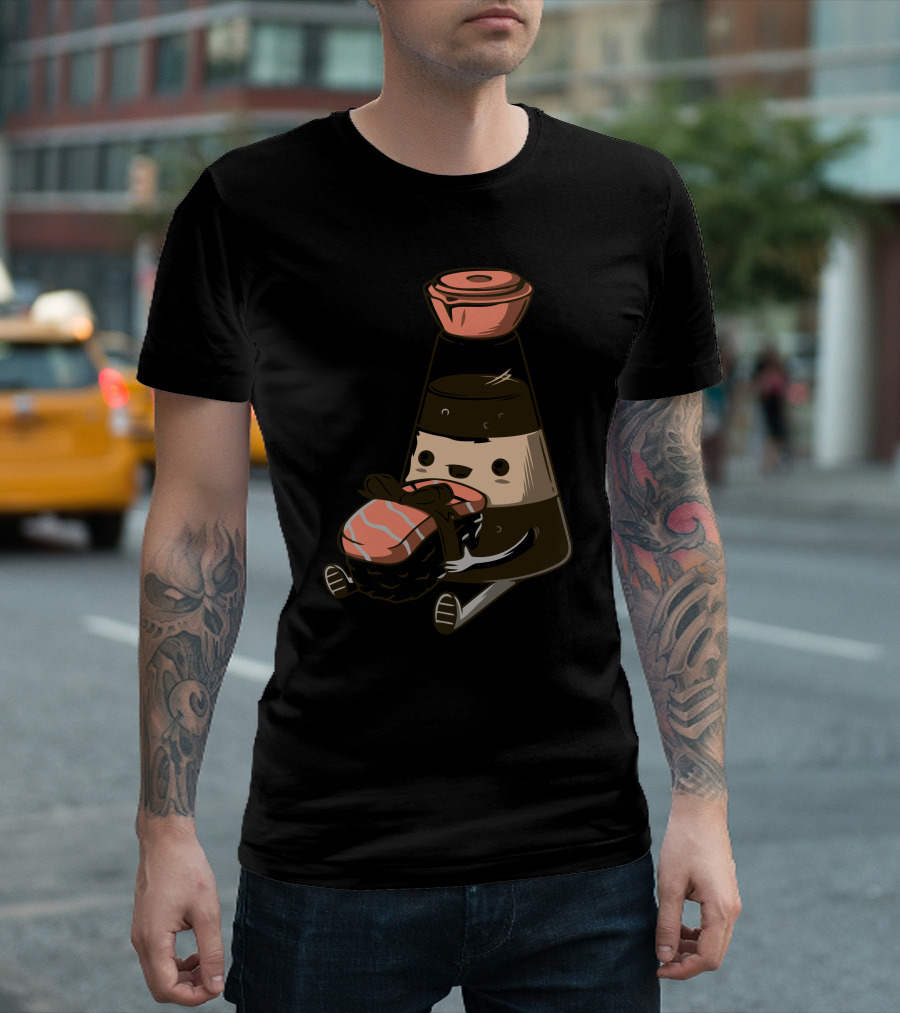 Perfect Soy Sauce Hugging Sushi Salmon Nigiri T-Shirt
