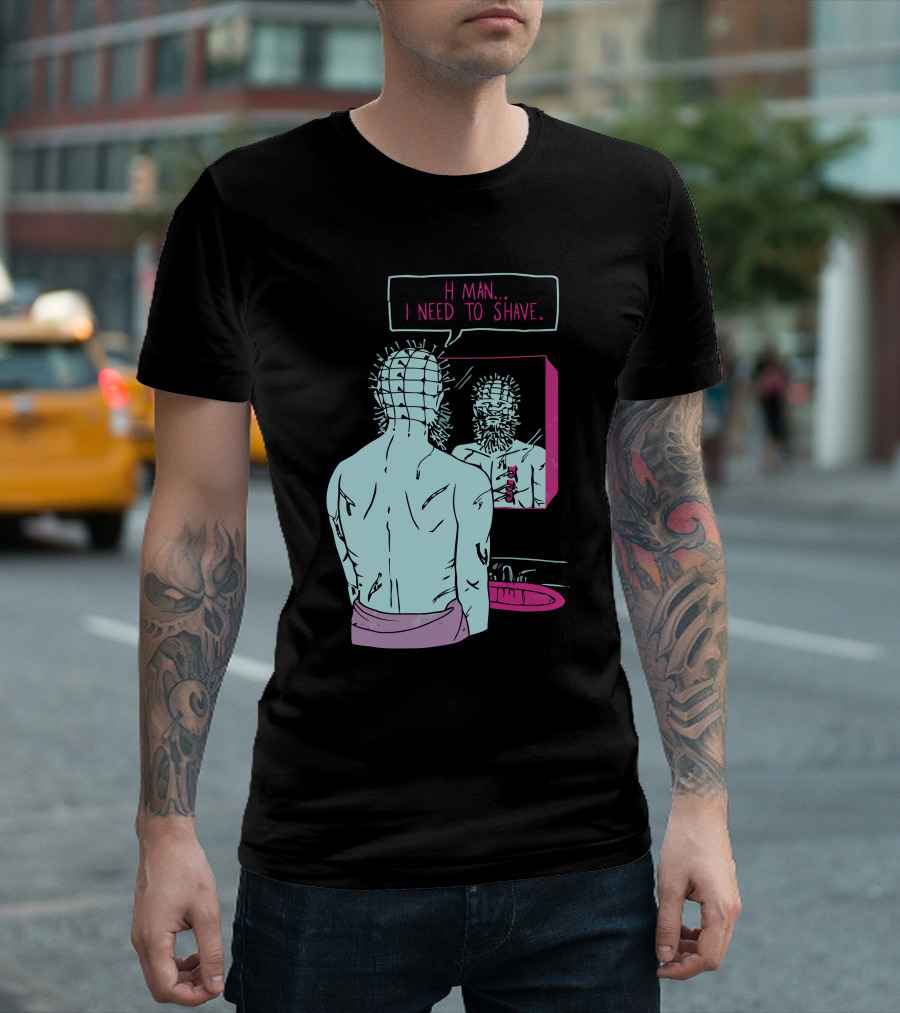 Pinbeard Oh Man I Need To Shave Mirror Reflection T-Shirt