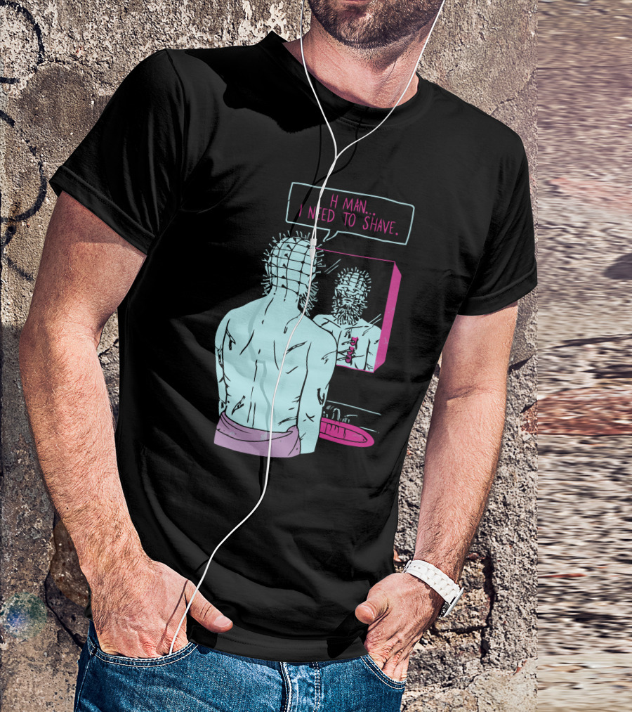 Pinbeard Oh Man I Need To Shave Mirror Reflection T-Shirt