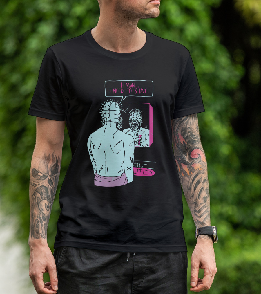 Pinbeard Oh Man I Need To Shave Mirror Reflection T-Shirt