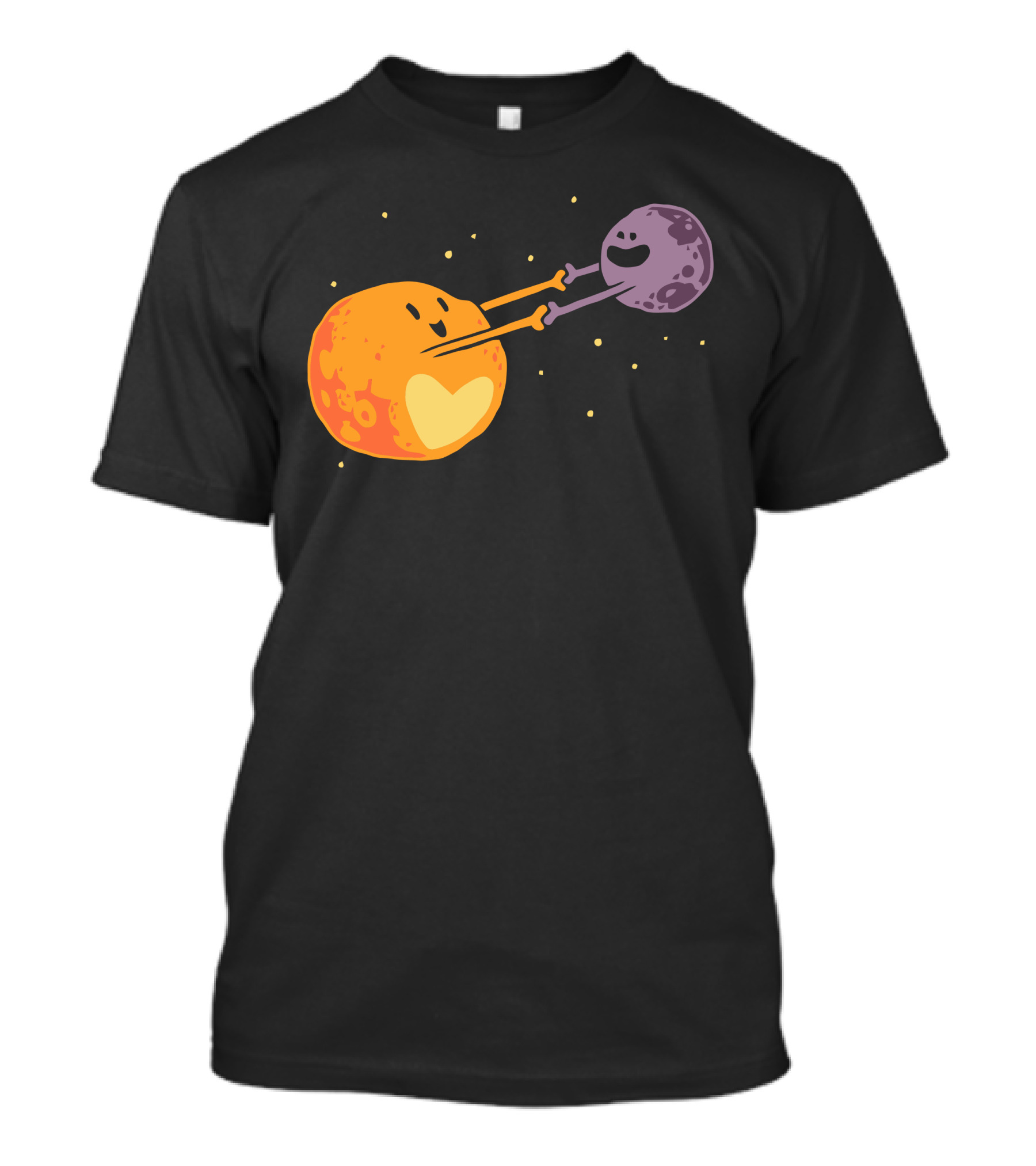 Pluto Hearts Charon Cosmic Cartoon Embrace T-Shirt