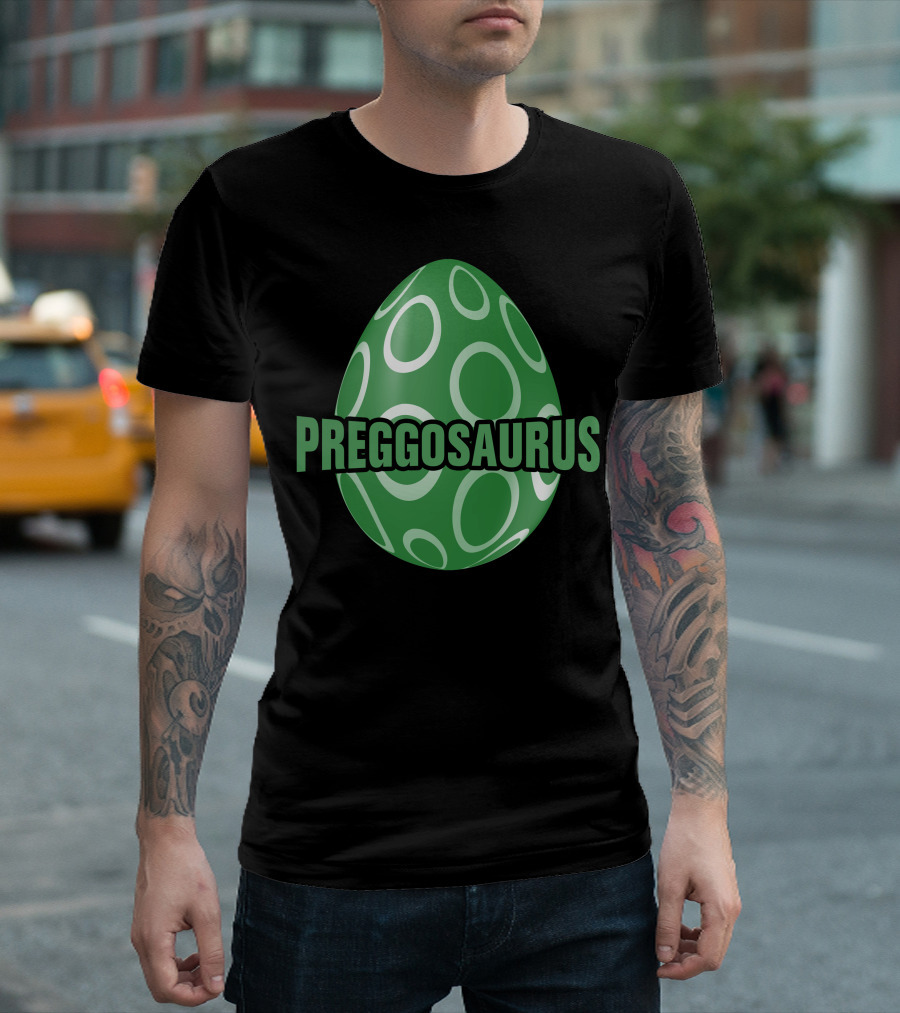 Preggosaurus Dinosaur Egg Green T-Shirt