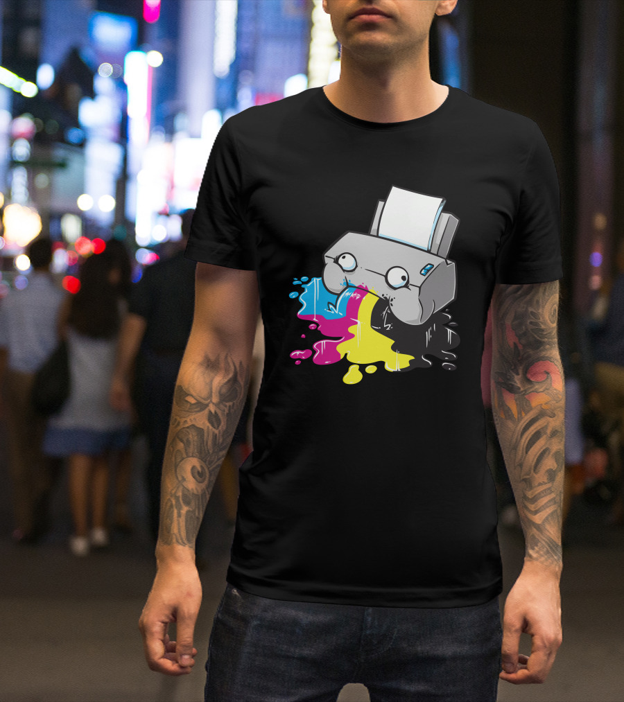 Puker Printer Rainbow Ink Spill T-Shirt