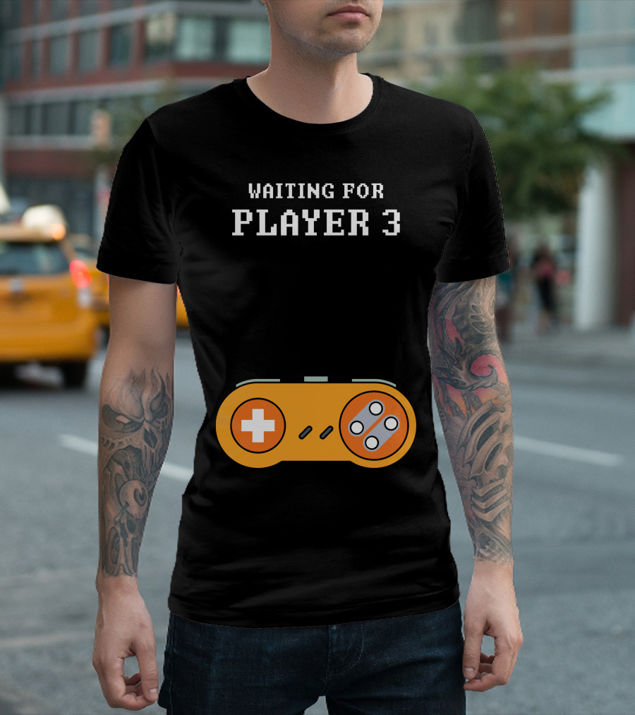Waiting For Player 3 Gaming Controller Retro Arcade T-Shirt