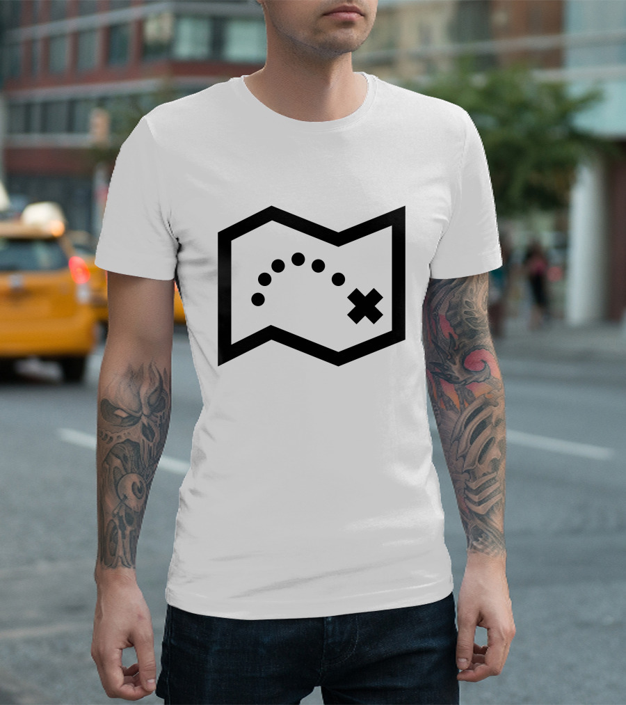 Way Marks Map with Route and Destination X T-Shirt
