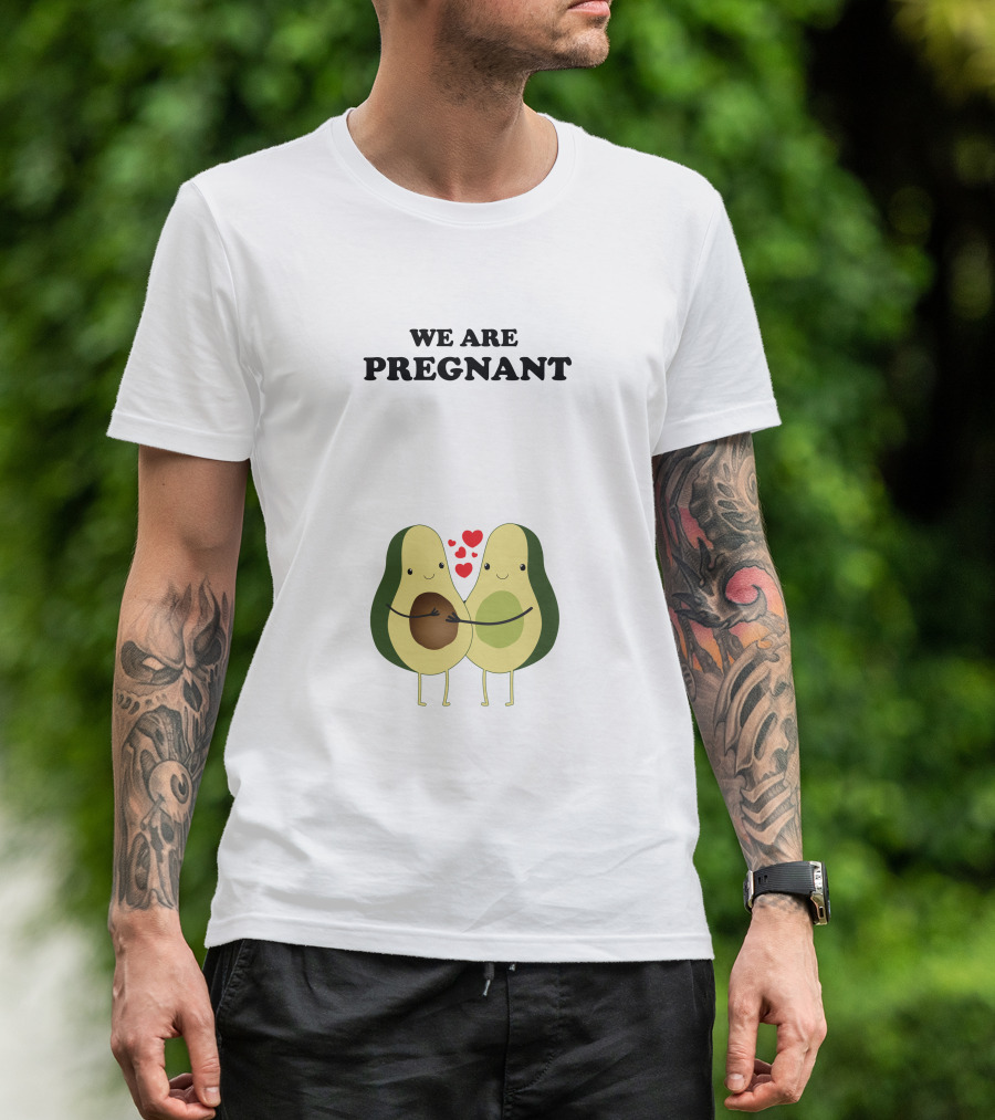We Are Pregnant Avocado Couple With Hearts T-Shirt