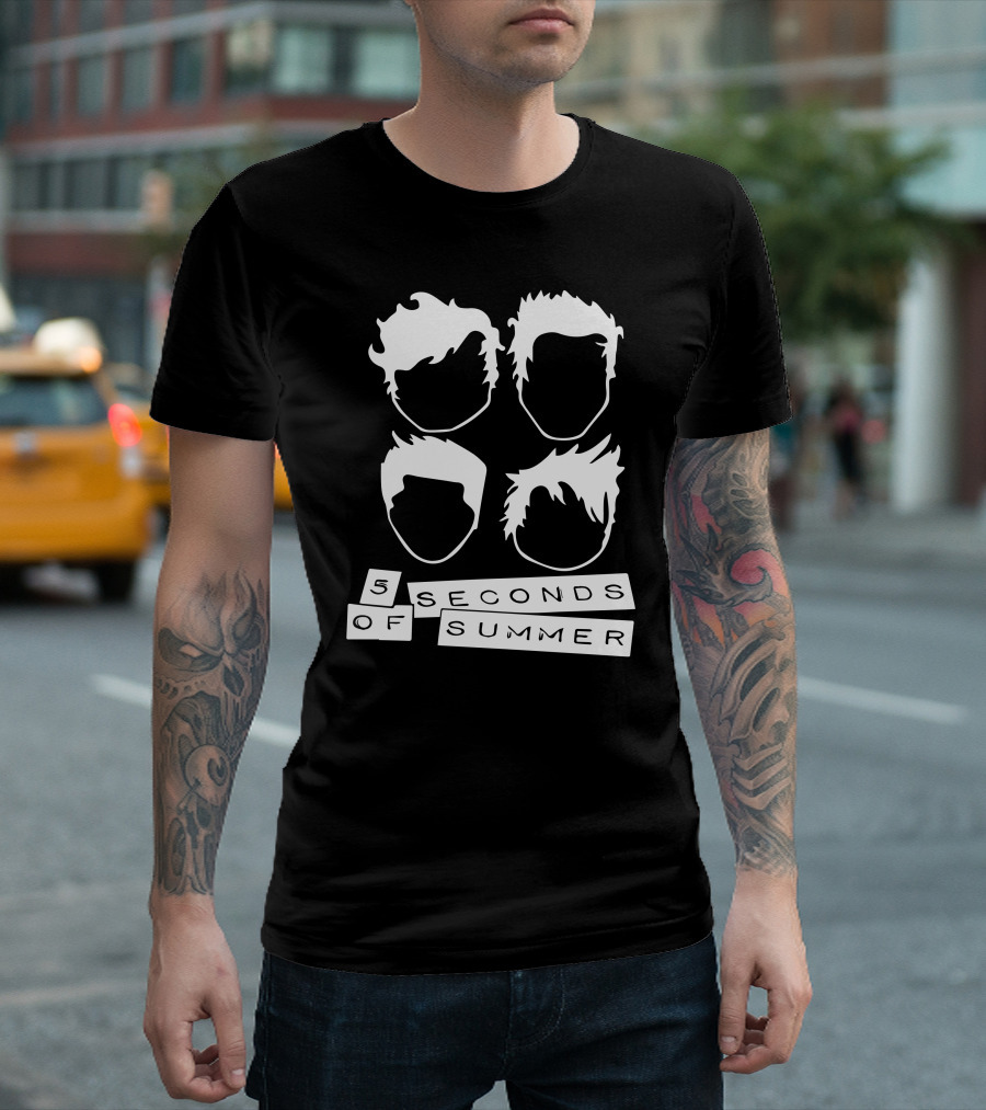 5 Seconds Of Summer Band Silhouette Heads Collage T-Shirt