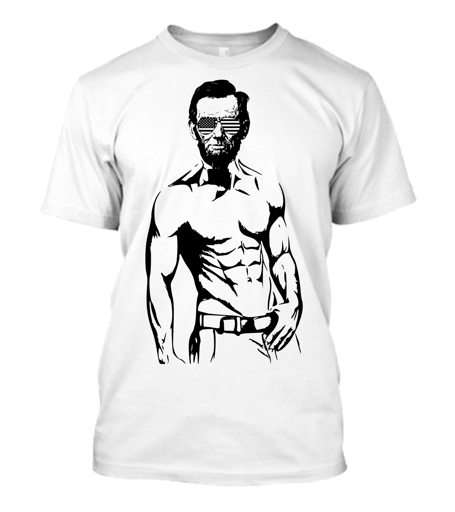 Abraham Lincoln American Flag Sunglasses Patriotic Bodybuilder T-Shirt